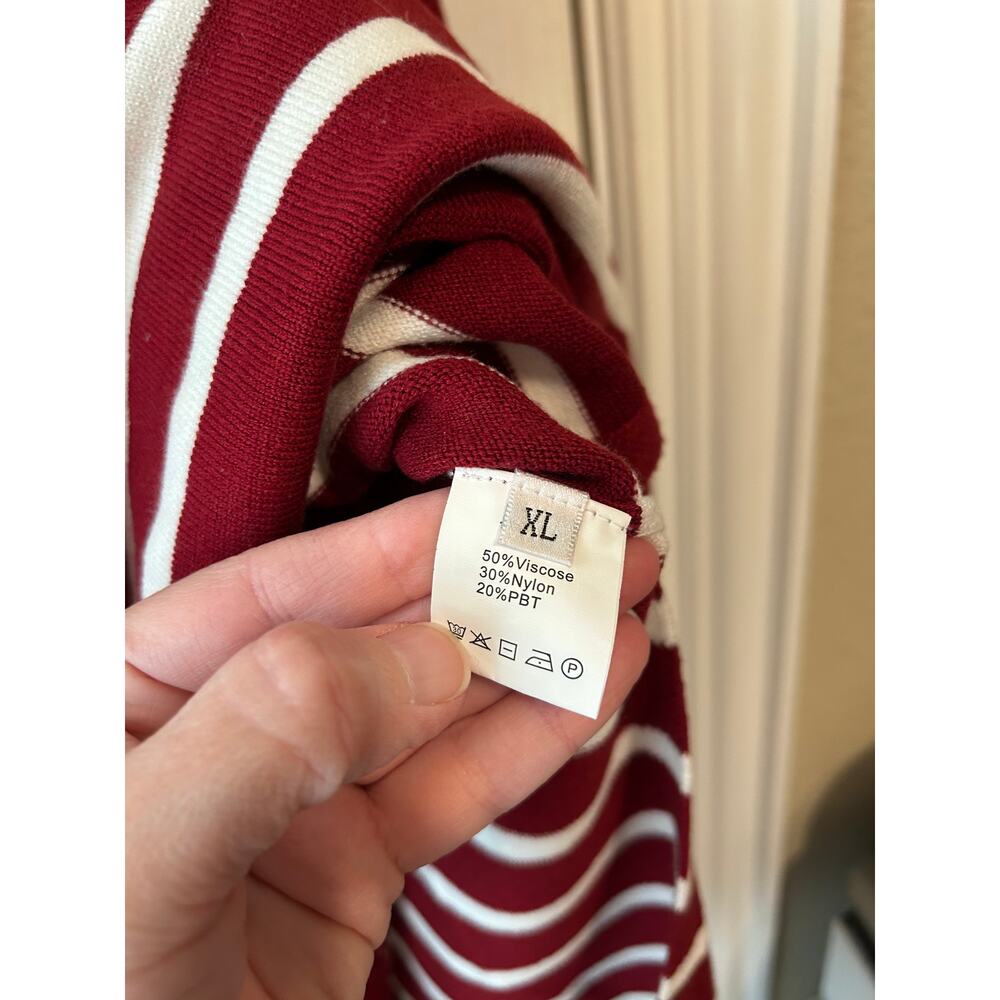 Maroon and White Striped Top and Skirt Set Stretchy Soft XL - Picture 5 of 5
